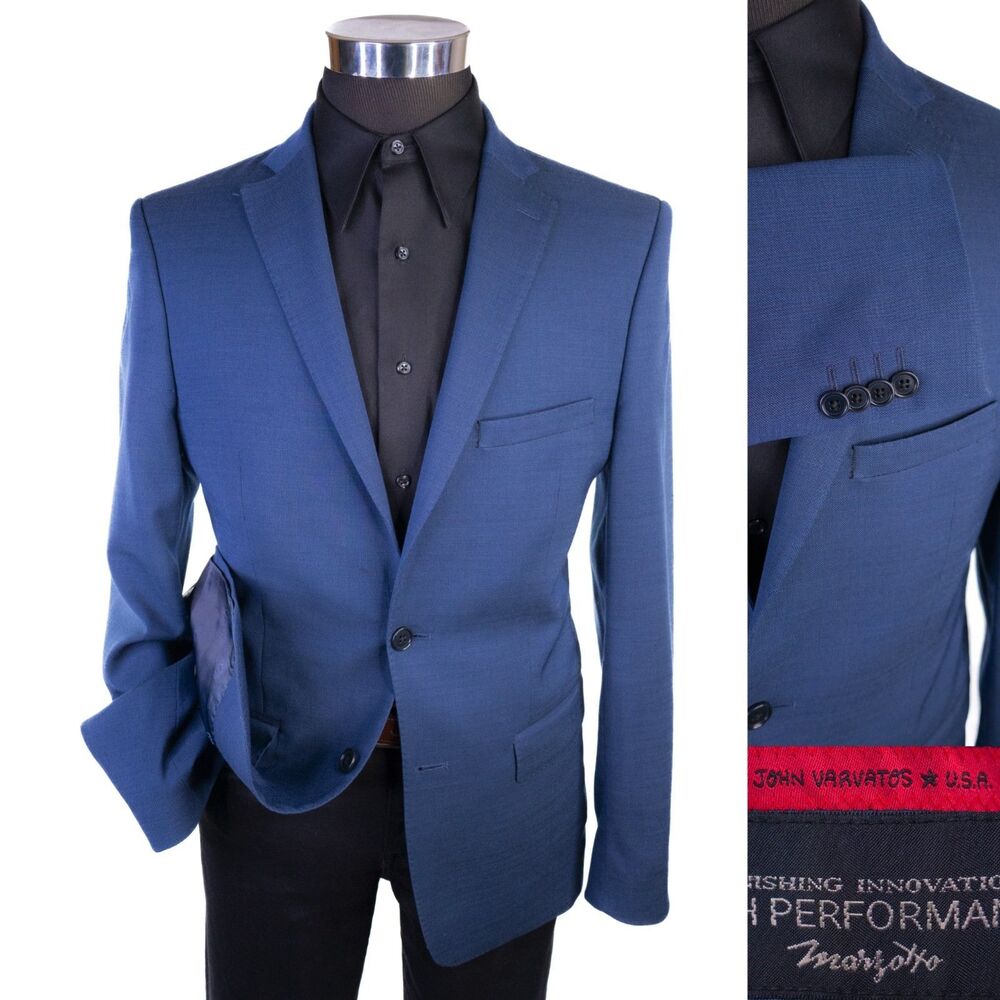 John Varvatos MARZOTTO Wool Blazer Sport Coat Sz 40R Blue Two Button Jacket